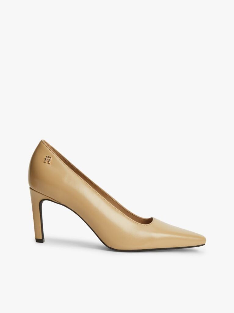 Beige TH Monogram Leather High Heels  Women