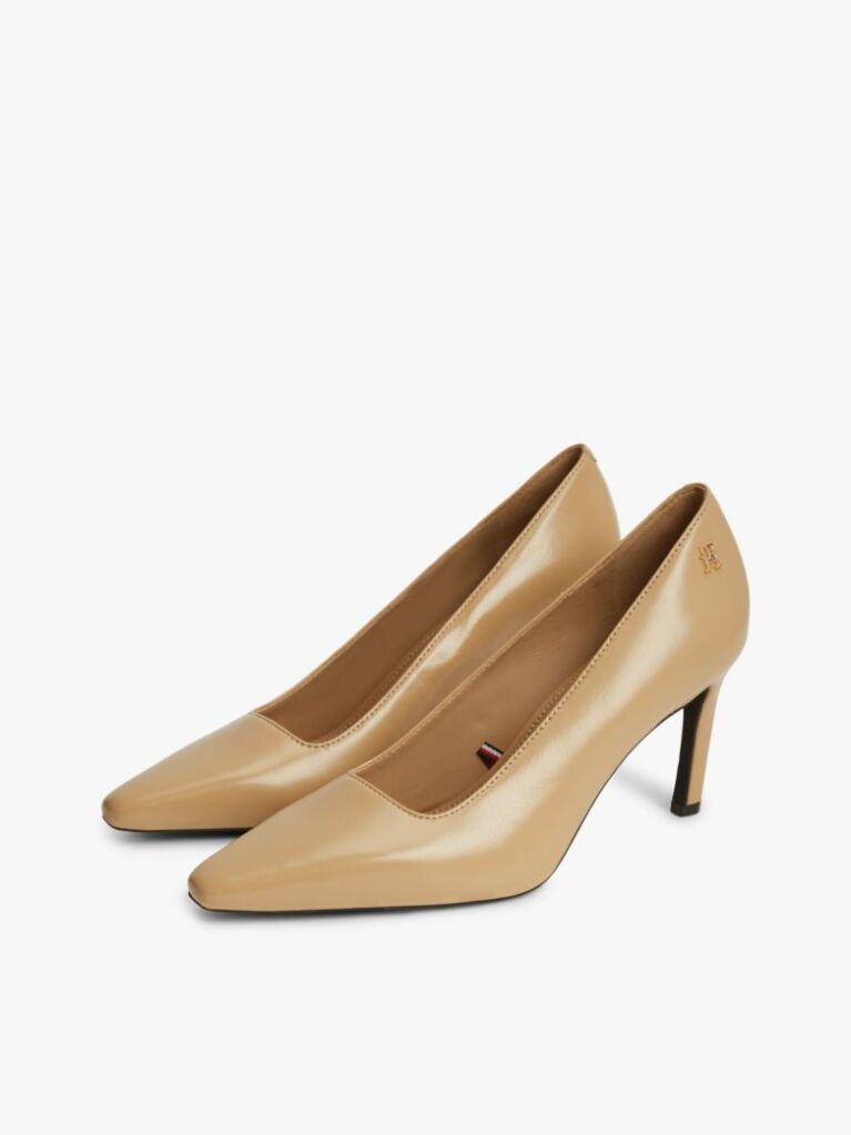 Beige TH Monogram Leather High Heels  Women