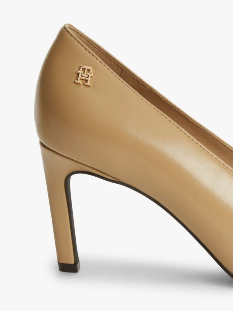 Beige TH Monogram Leather High Heels  Women