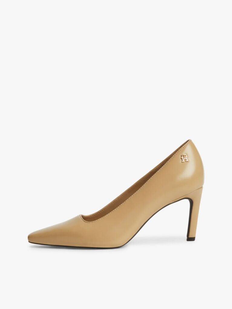 Beige TH Monogram Leather High Heels  Women