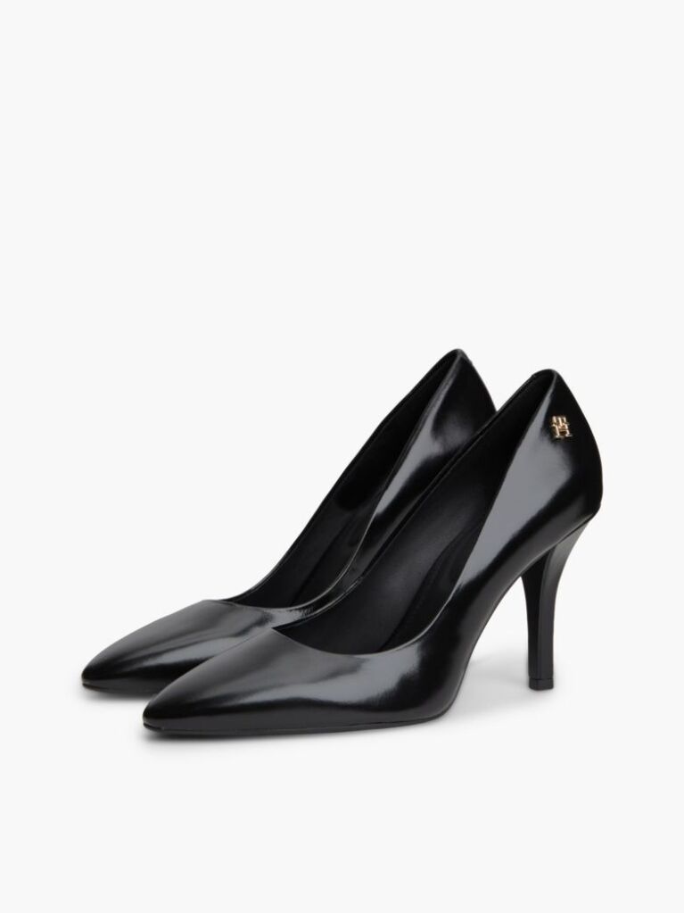 Black Leather TH Monogram High Heels  Women