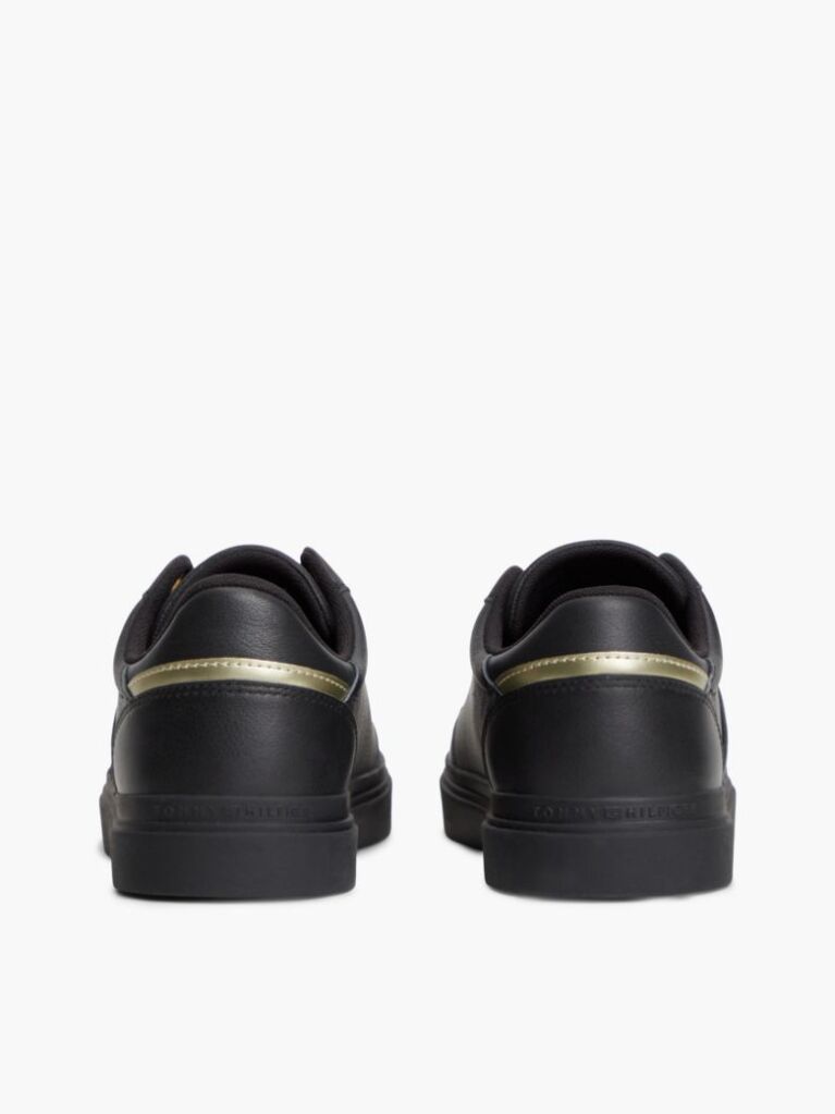 Black Pebble Grain Leather Cupsole Trainers  Women