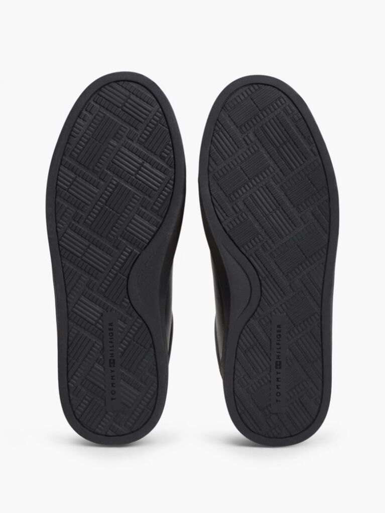 Black Pebble Grain Leather Cupsole Trainers  Women