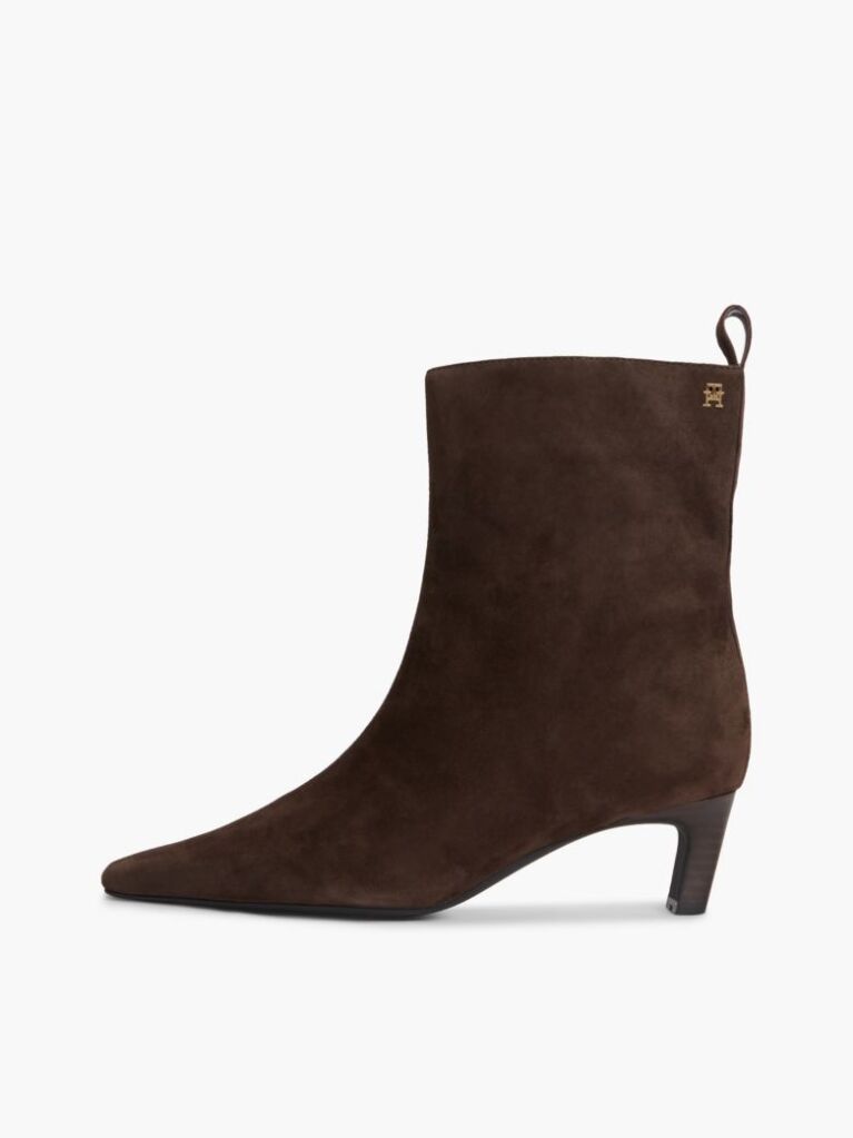 Brown Kitten Heel Suede Ankle Boots  Women