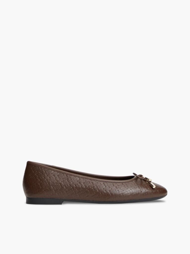 Brown TH Monogram Embossed Leather Ballerinas  Women