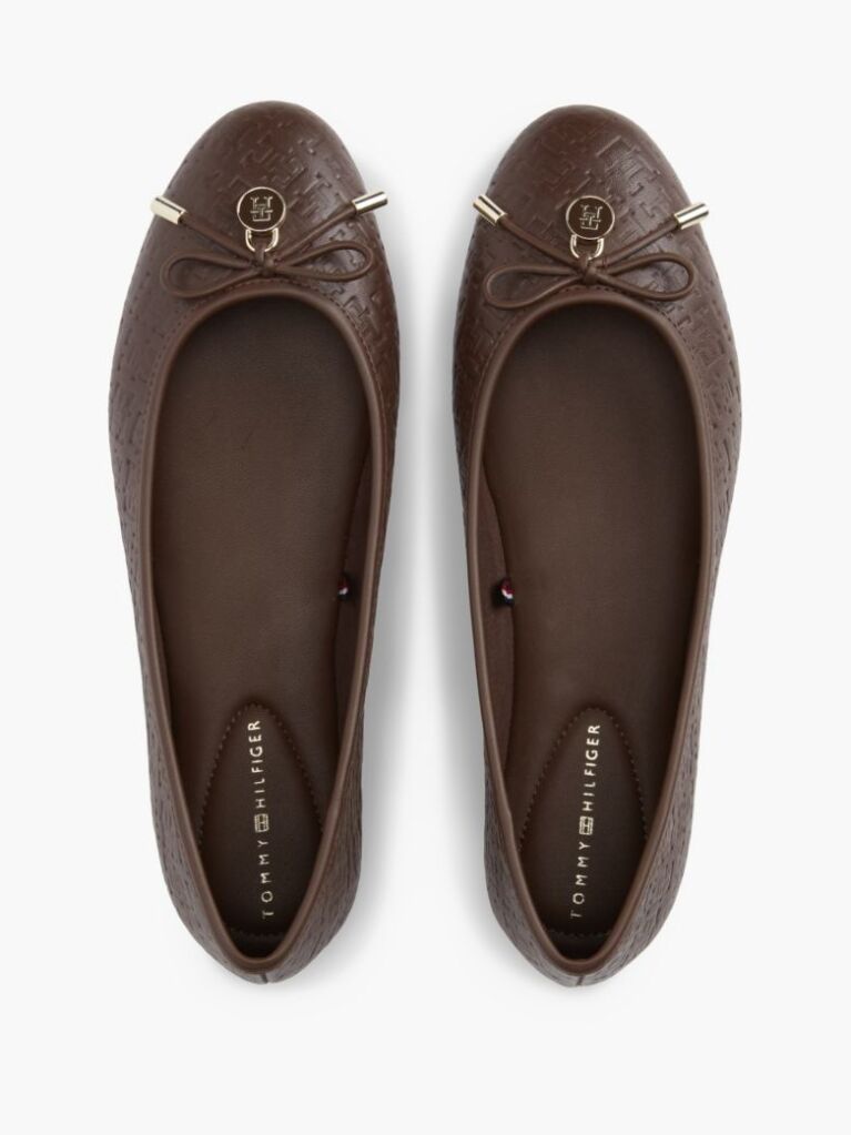 Brown TH Monogram Embossed Leather Ballerinas  Women