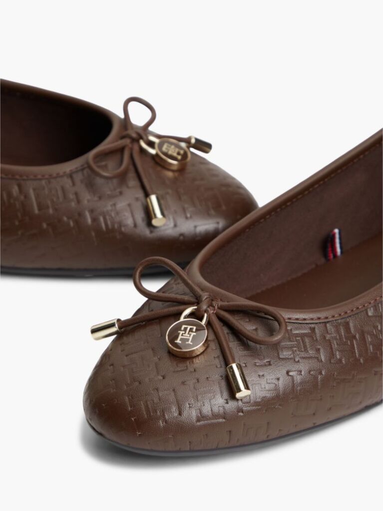 Brown TH Monogram Embossed Leather Ballerinas  Women