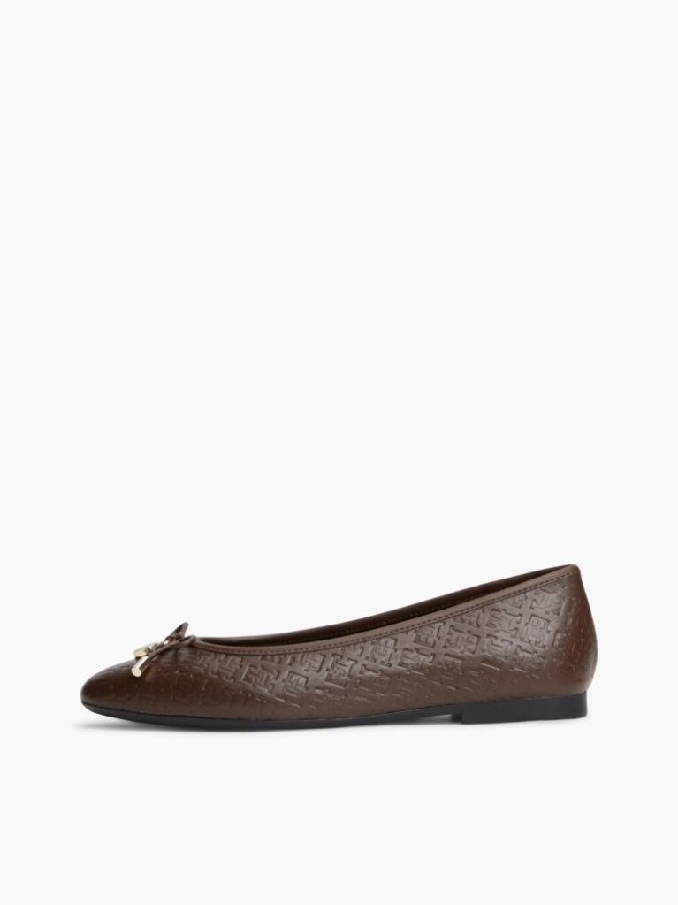 Brown TH Monogram Embossed Leather Ballerinas  Women