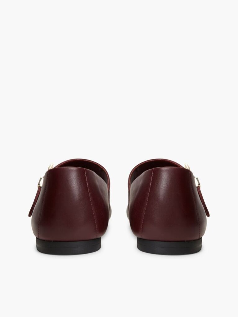 Red Leather Buckle Mary Jane Ballerinas  Women