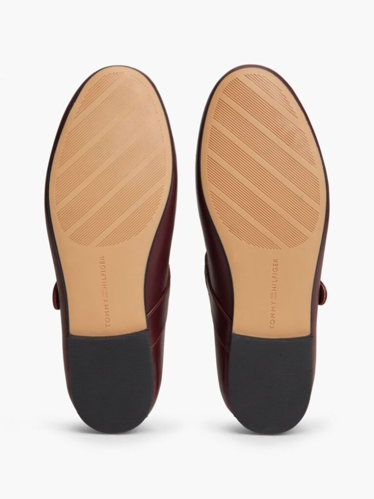 Red Leather Buckle Mary Jane Ballerinas  Women