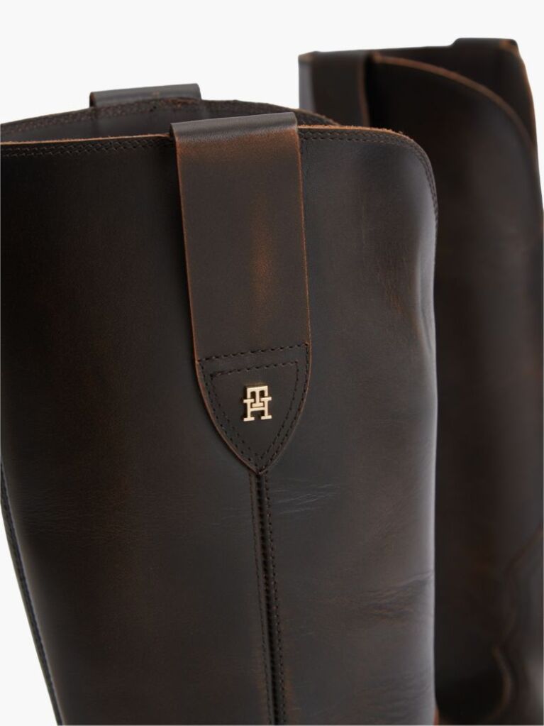 Brown TH Monogram Leather Cowboy Boots  Women