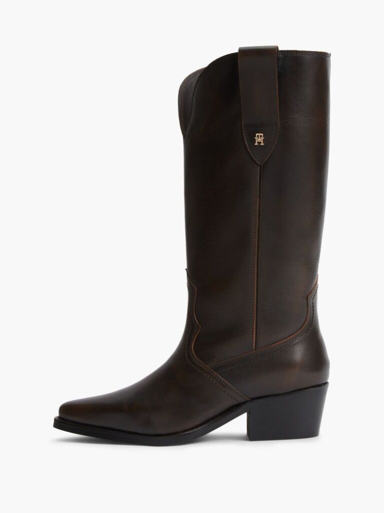 Brown TH Monogram Leather Cowboy Boots  Women