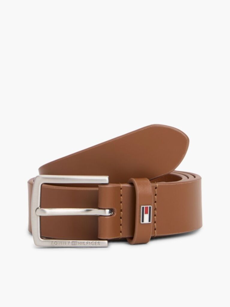 Brown Kids' Square Buckle Leather Belt  Kids Unisex