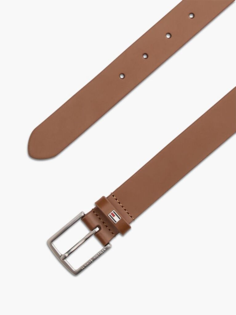 Brown Kids' Square Buckle Leather Belt  Kids Unisex