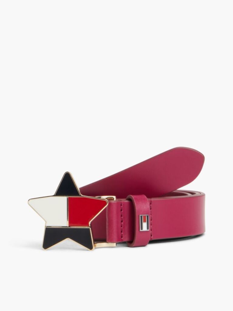 Red Kids’ Leather Star Flag Buckle Belt  Girls