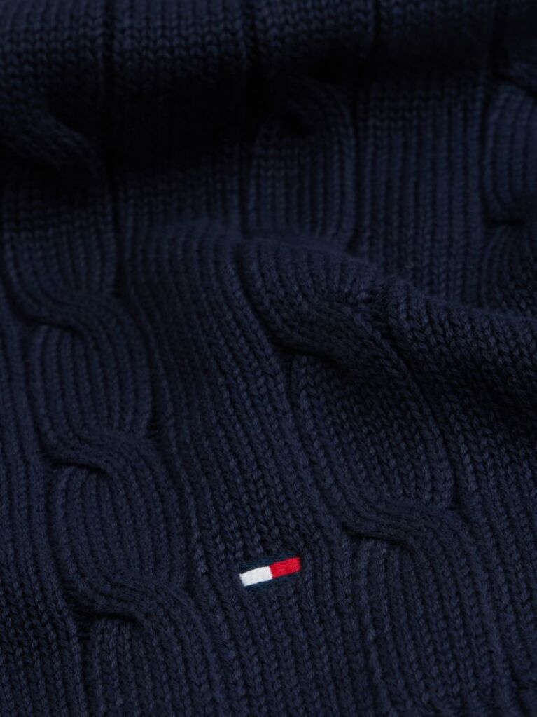 Blue Kids' Cable Knit Flag Embroidery Scarf  Kids Unisex