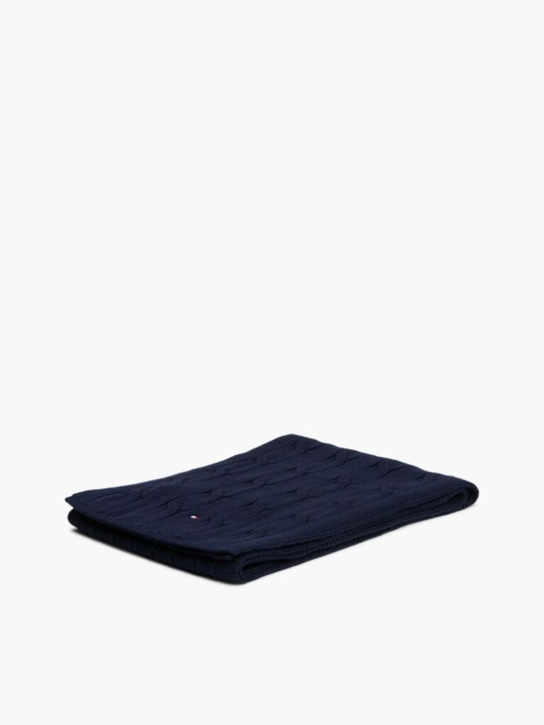 Blue Kids' Cable Knit Flag Embroidery Scarf  Kids Unisex