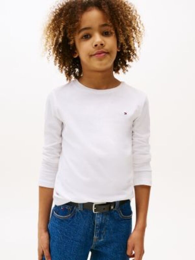 White LONG-SLEEVE ORGANIC COTTON T-SHIRT  Boys