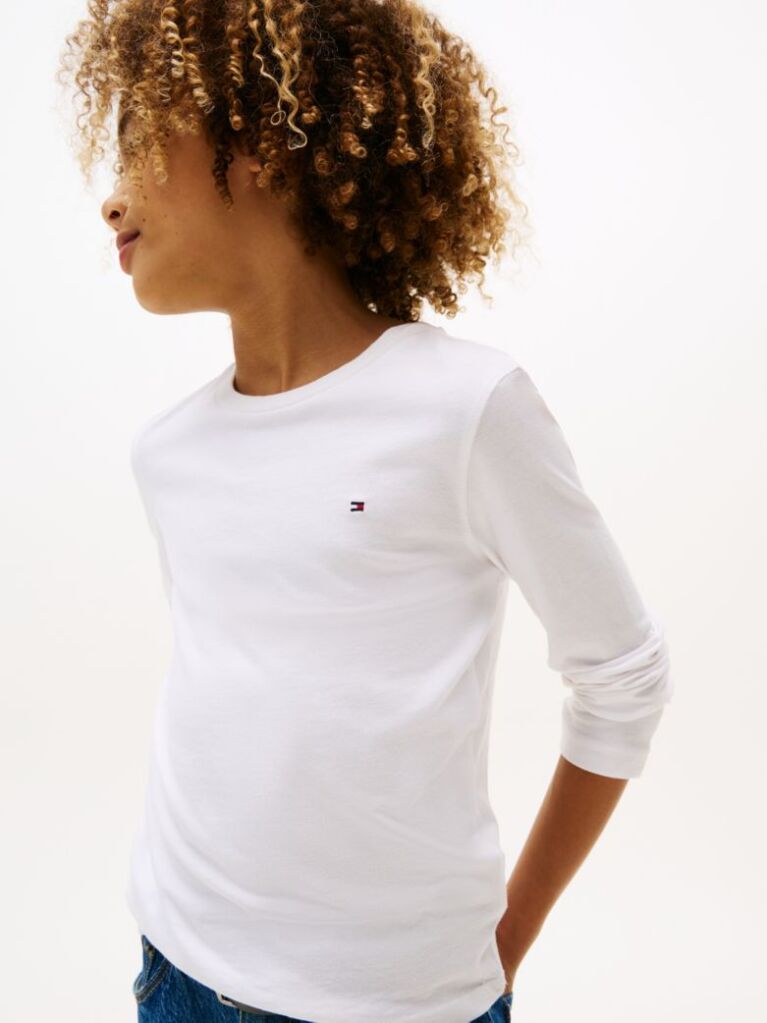 White LONG-SLEEVE ORGANIC COTTON T-SHIRT  Boys