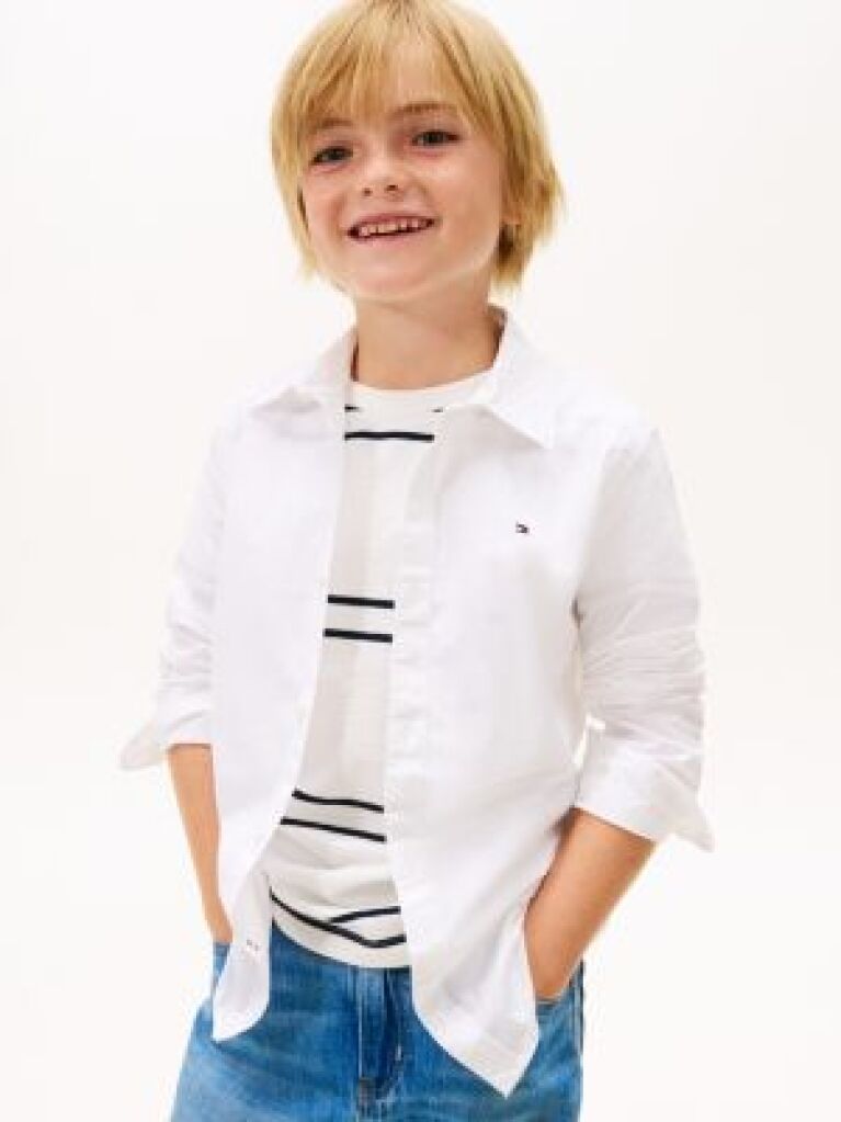 White STRETCH COTTON POPLIN SHIRT  Boys