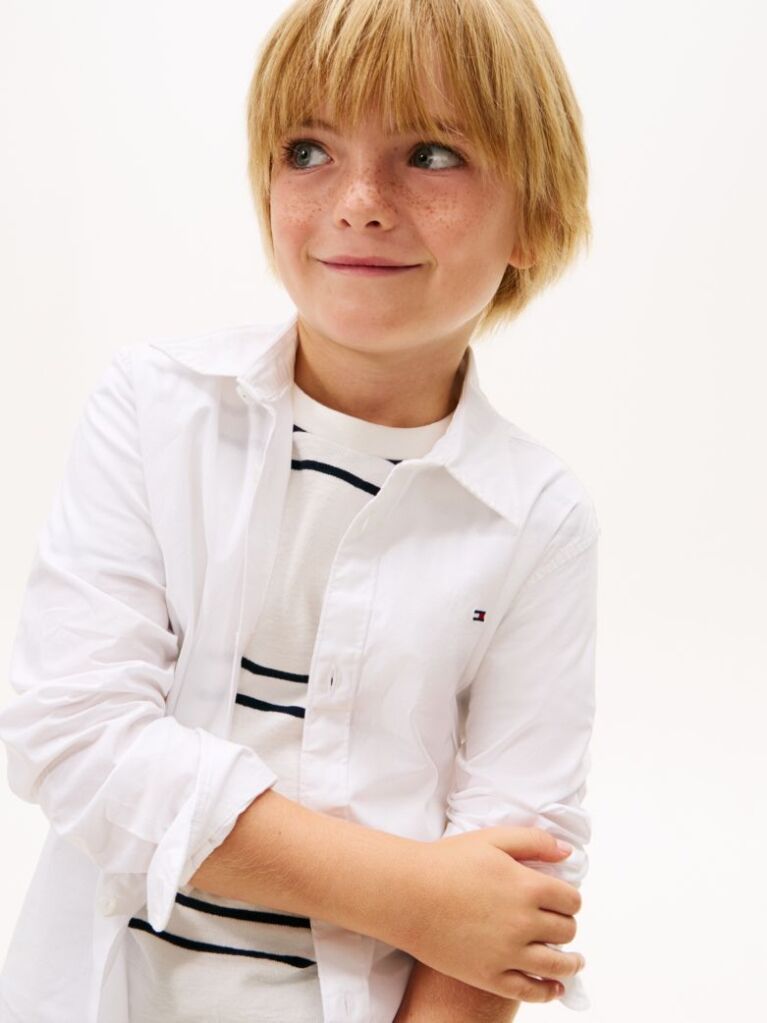 White STRETCH COTTON POPLIN SHIRT  Boys