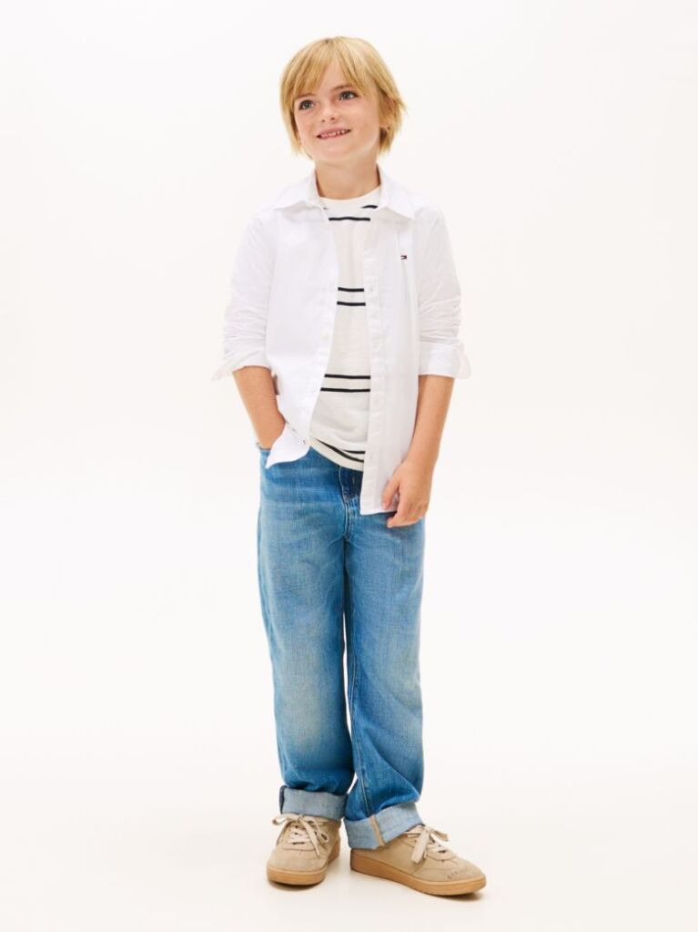 White STRETCH COTTON POPLIN SHIRT  Boys