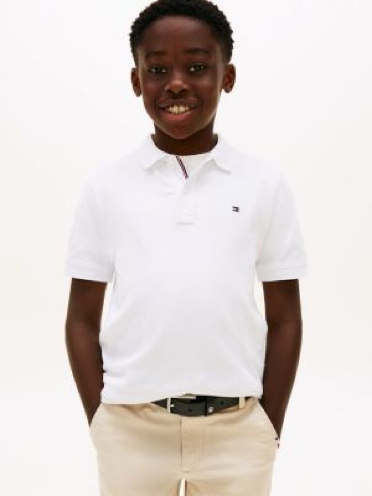 White Essential Flag Embroidery Regular Fit Polo  Boys