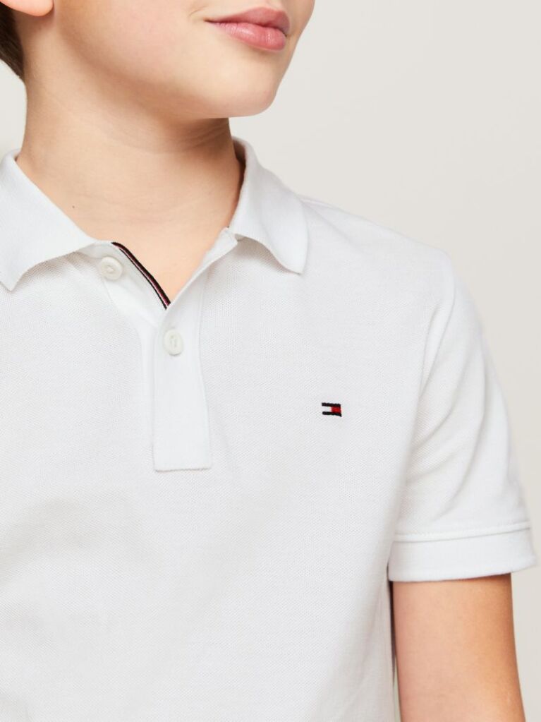 White Essential Flag Embroidery Regular Fit Polo  Boys