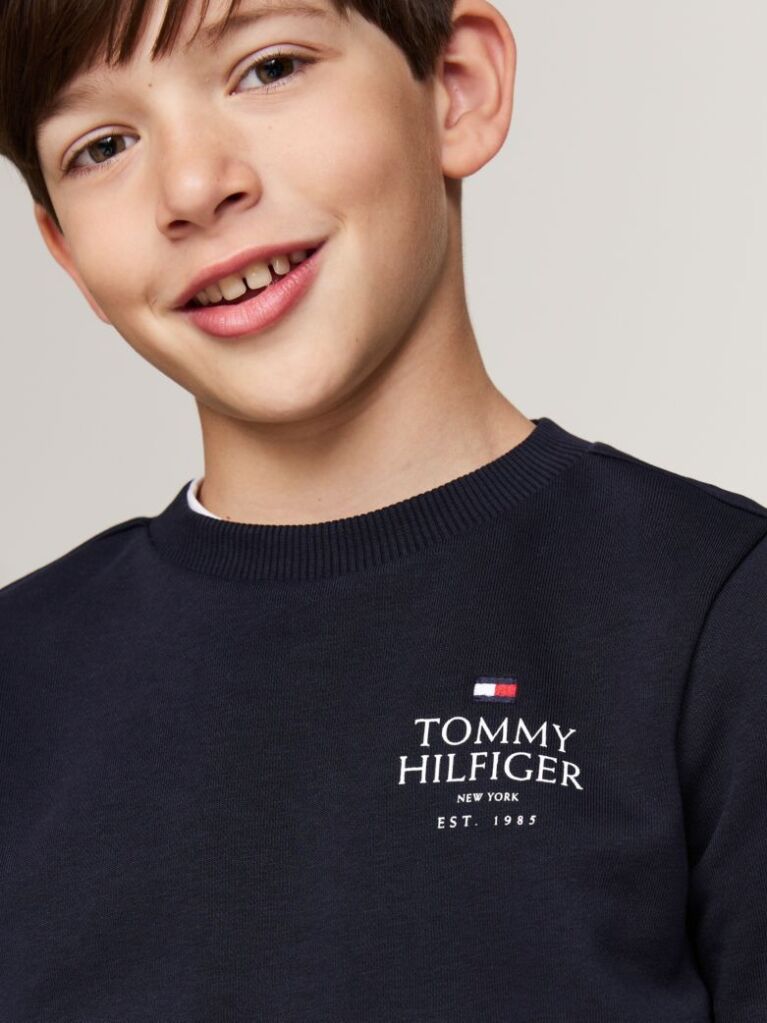 Blue Hilfiger Logo Crew Neck Sweatshirt  Boys