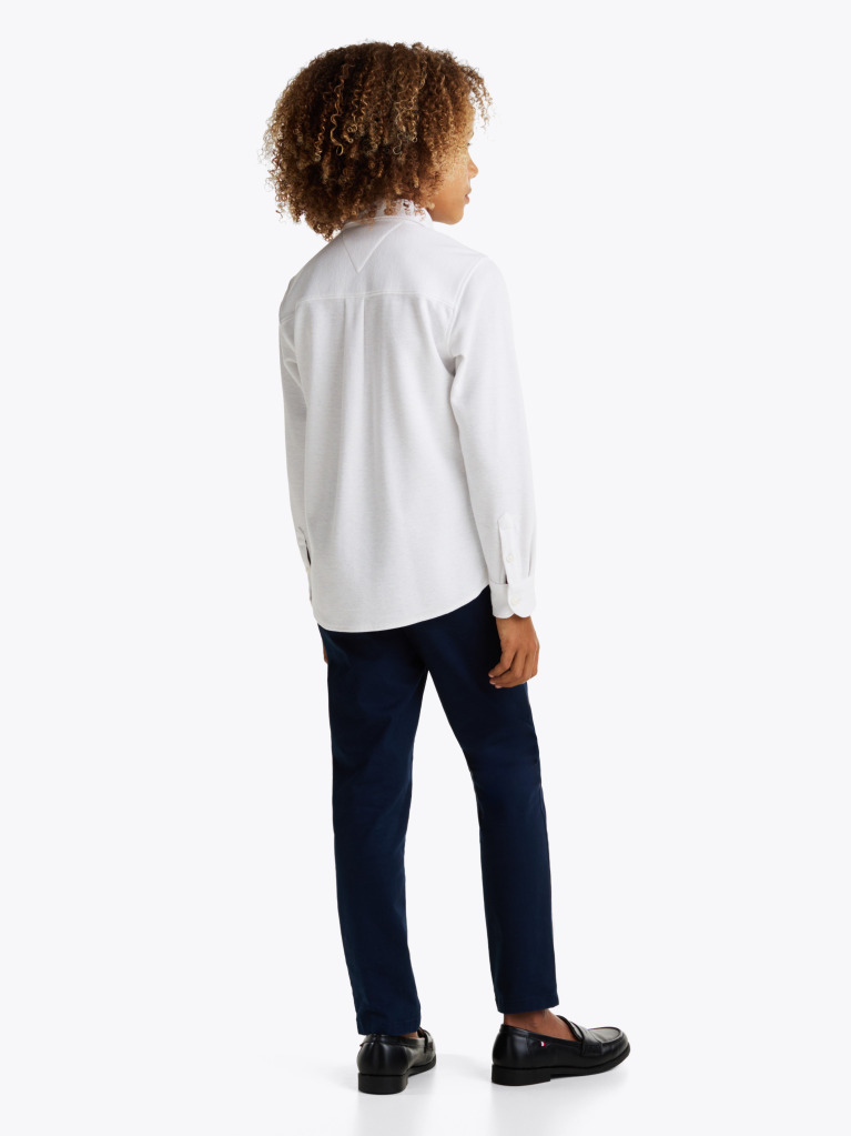 White Micro Waffle Knit Regular Fit Shirt  Boys