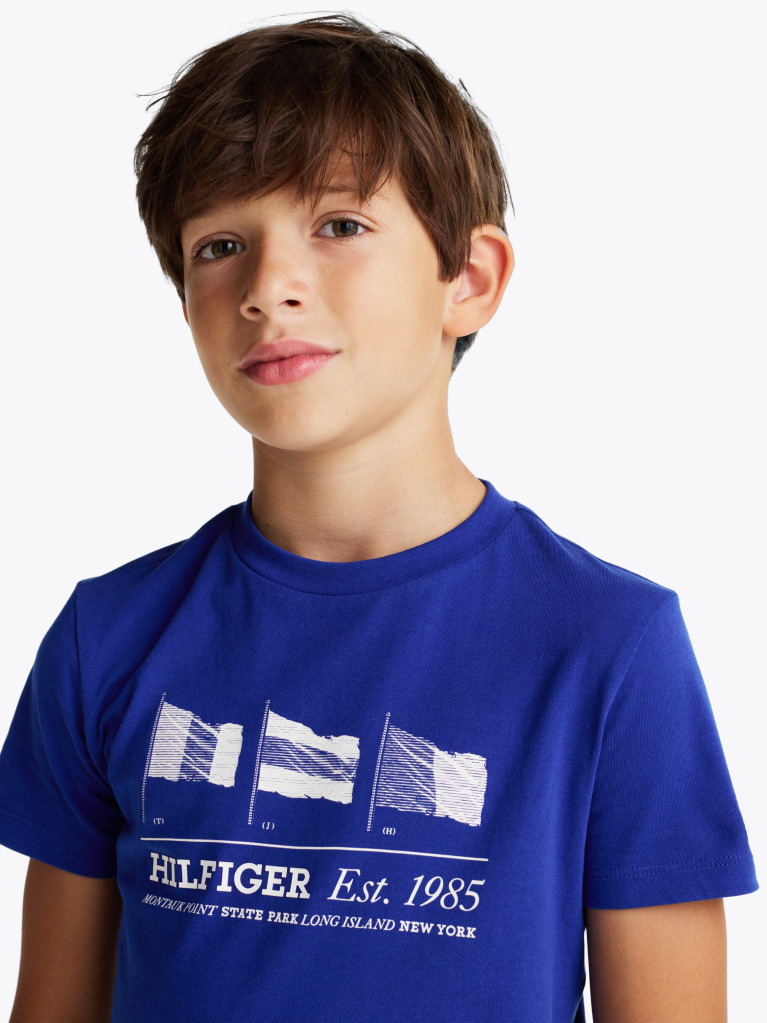 Blue Flag Graphic Crew Neck T-Shirt  Boys
