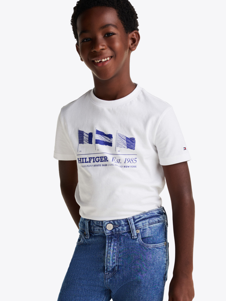White Flag Graphic Crew Neck T-Shirt  Boys