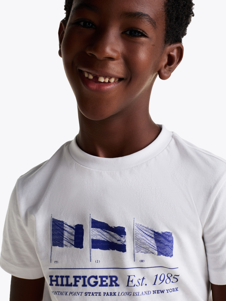 White Flag Graphic Crew Neck T-Shirt  Boys
