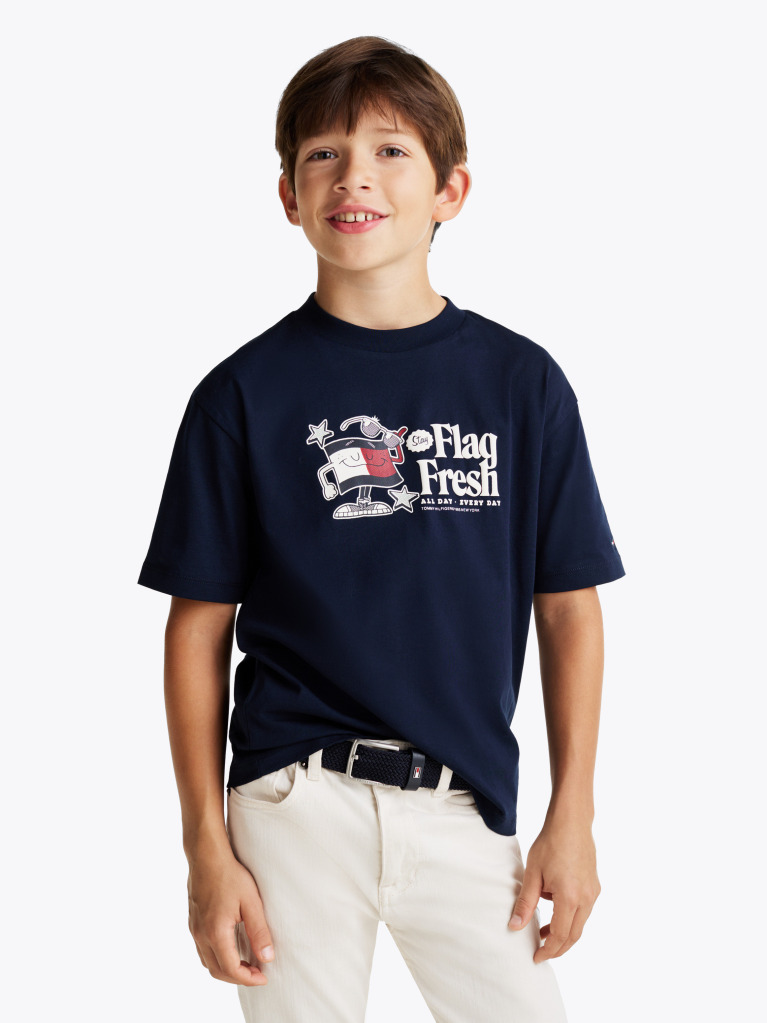 Blue Flag Slogan T-Shirt  Boys