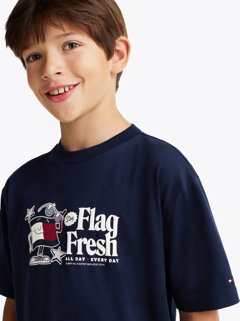 Blue Flag Slogan T-Shirt  Boys