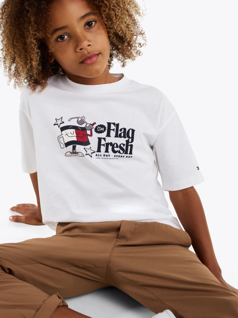 White Flag Slogan T-Shirt  Boys
