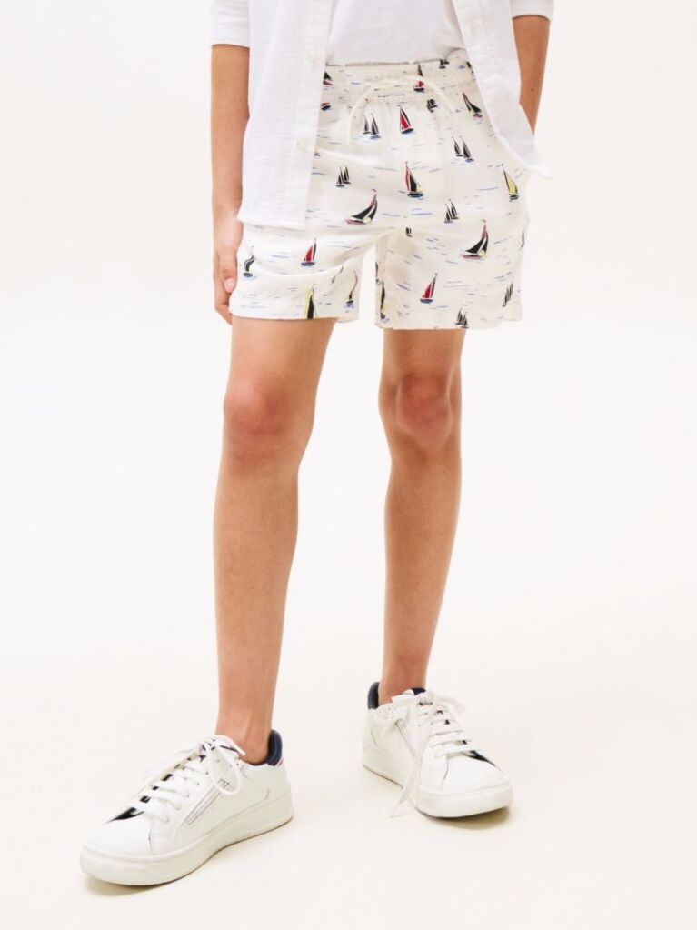 Multi Print Woven Linen Blend Shorts  Boys