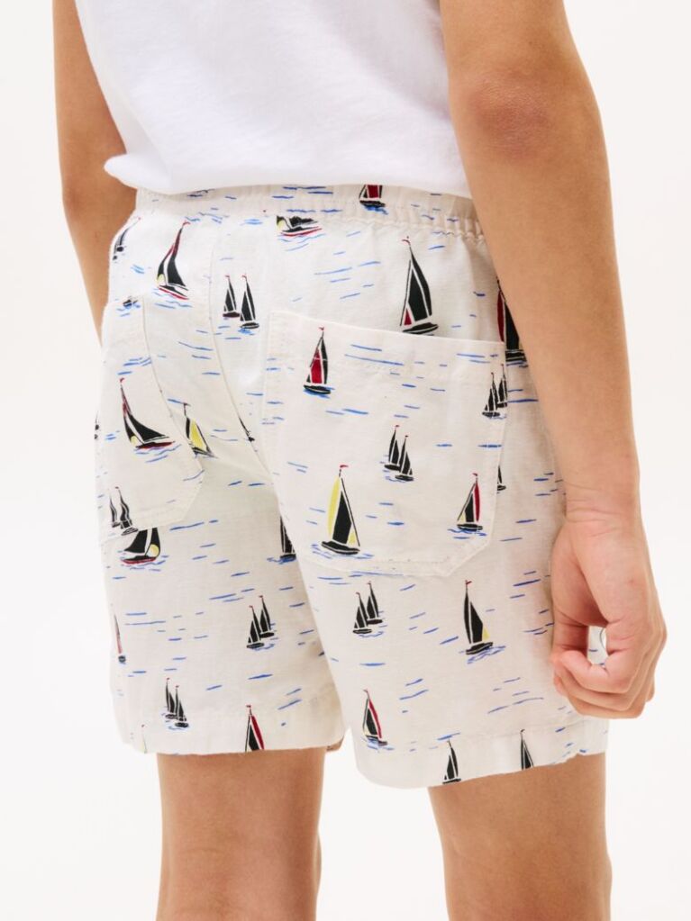 Multi Print Woven Linen Blend Shorts  Boys