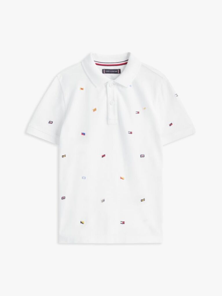 White Hilfiger Flag Polo Shirt  Boys