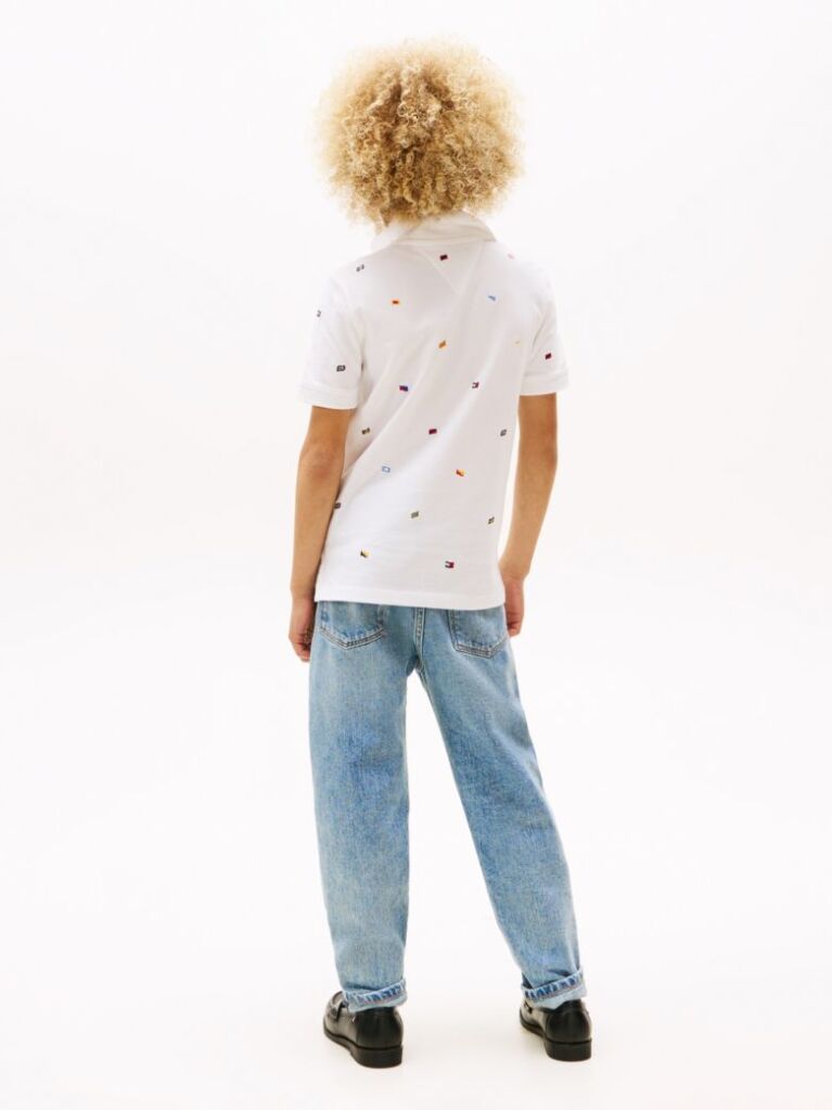 White Hilfiger Flag Polo Shirt  Boys