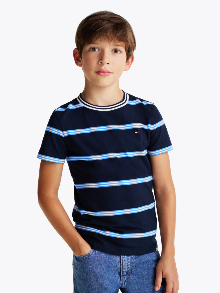 Multi Stripe Crew Neck T-Shirt  Boys