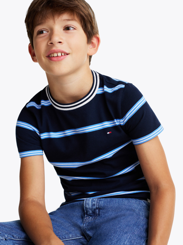 Multi Stripe Crew Neck T-Shirt  Boys