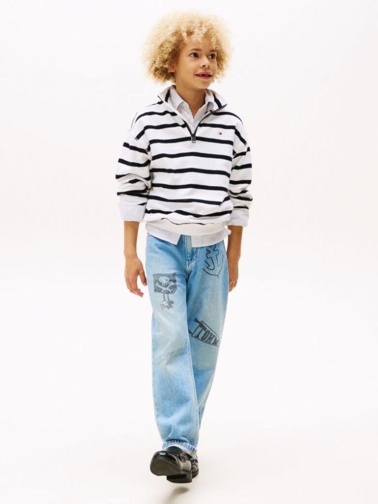Multi Breton Stripe Half-Zip Sweatshirt  Boys