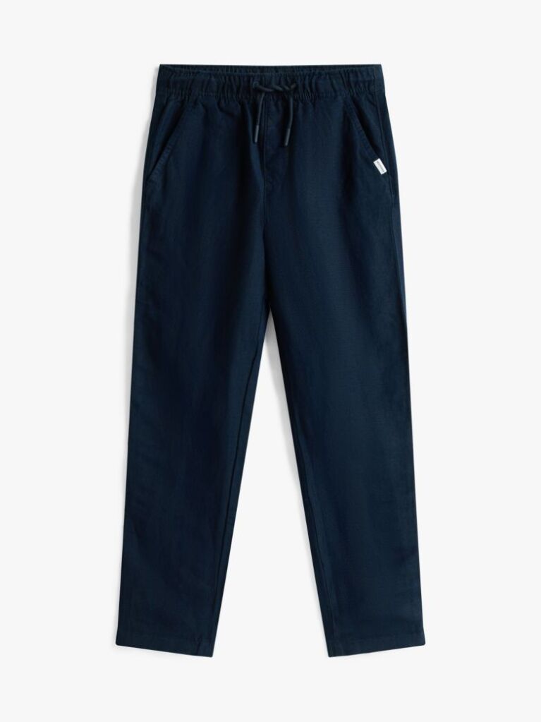Blue Linen Blend Drawstring Trousers  Boys