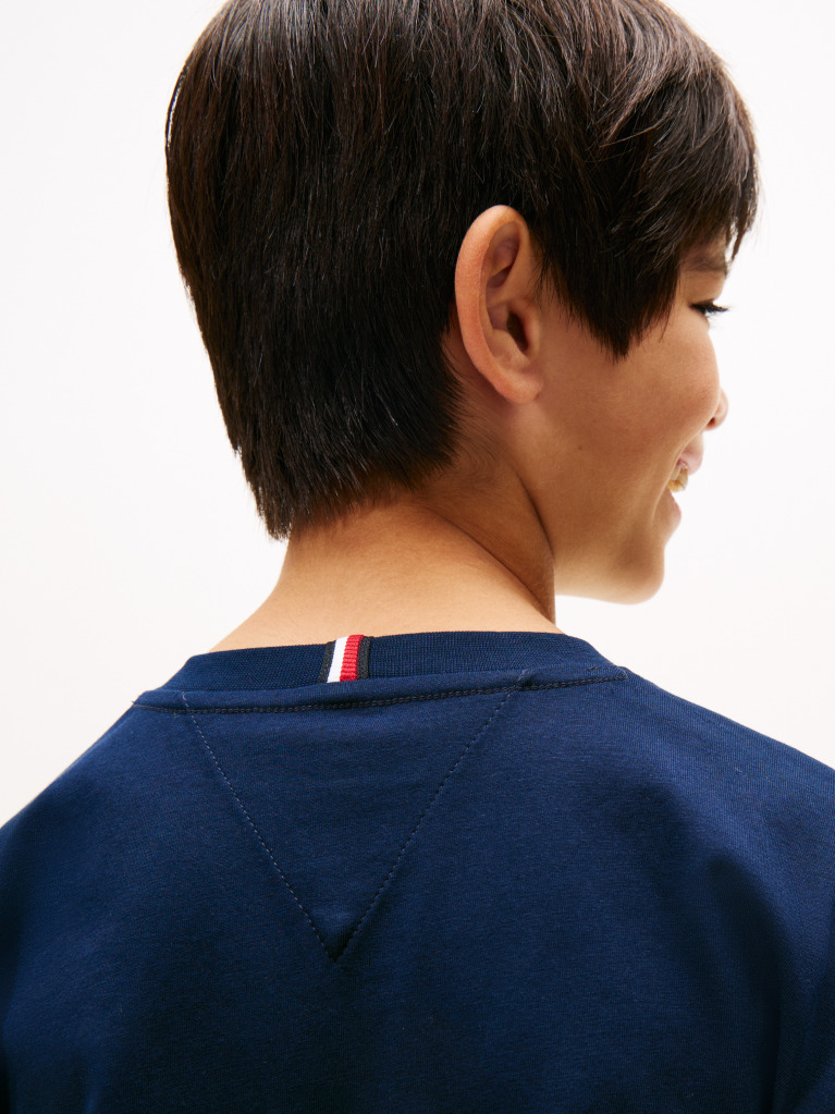 Blue Flag Embroidery Crew Neck T-Shirt  Boys