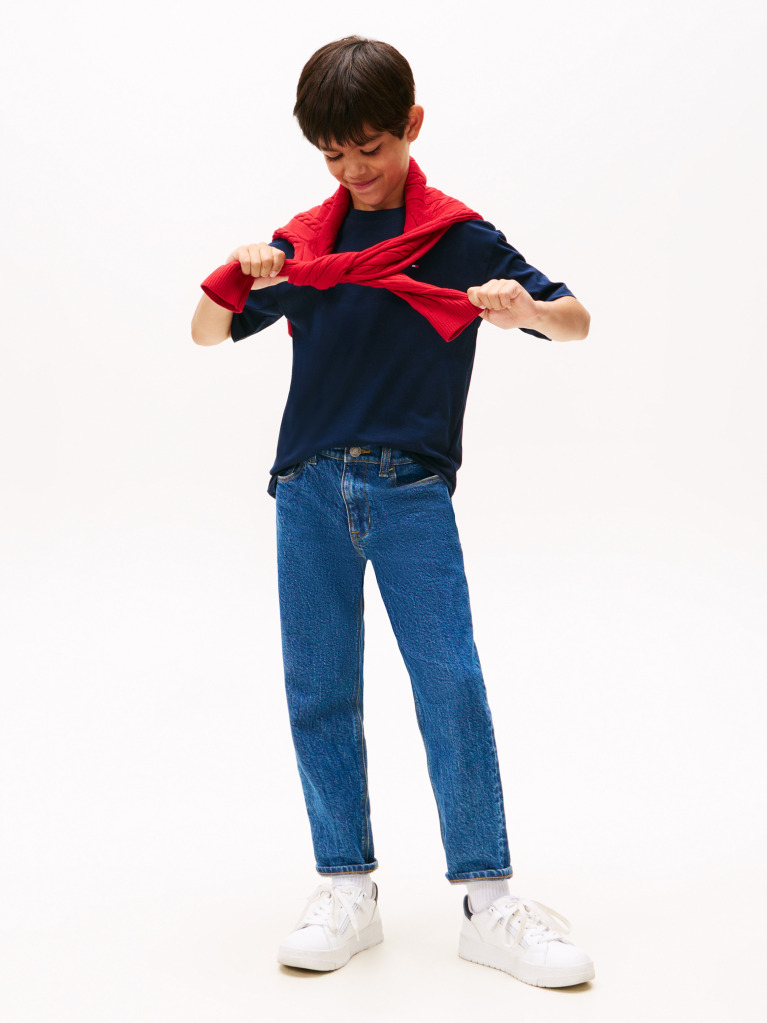 Blue Flag Embroidery Crew Neck T-Shirt  Boys
