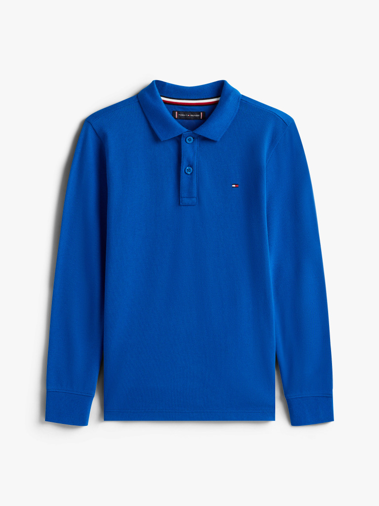 Blue Regular Fit Pique Long Sleeve Polo Shirt  Boys