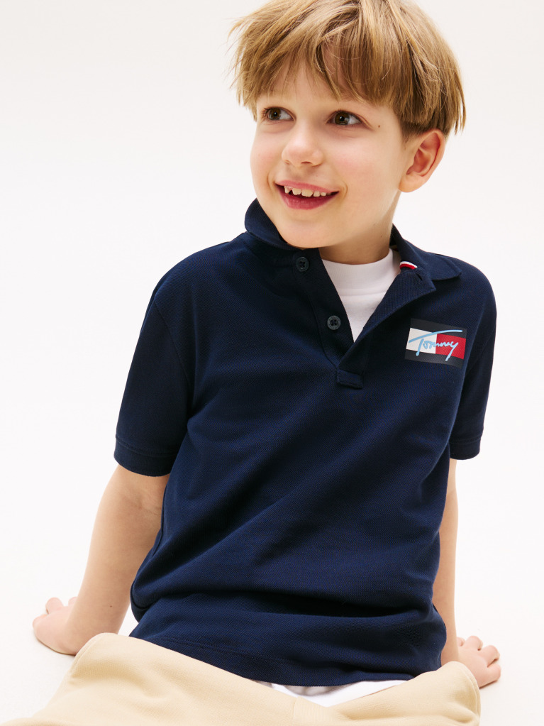 Blue Signature Logo Regular Fit Polo Shirt  Boys
