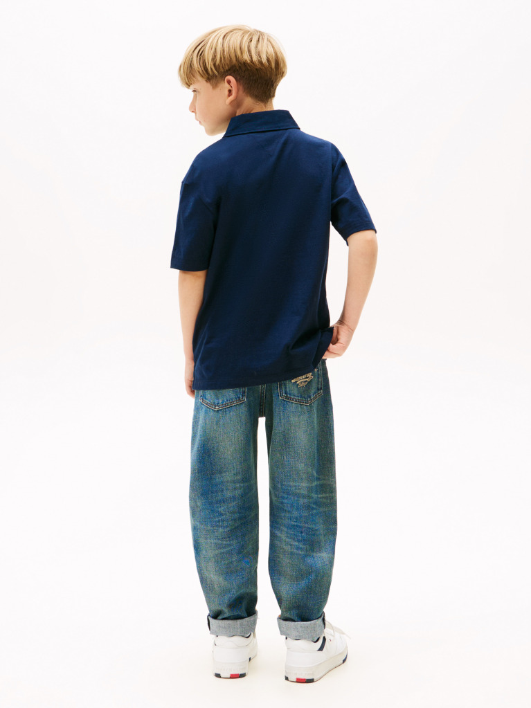 Blue Mixed Logo Regular Fit Polo Shirt  Boys