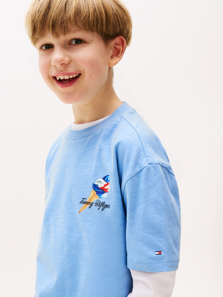 Blue Back Graphic Textured T-Shirt  Boys